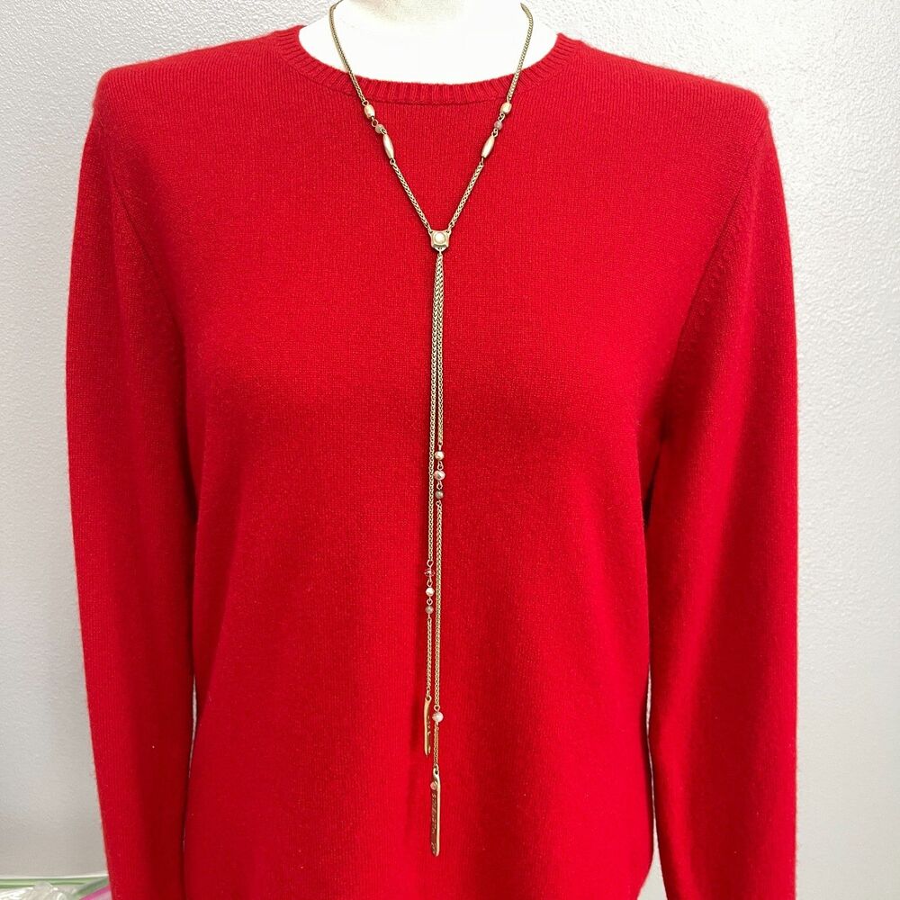 Chico's Gold-tone Fashion Chain Y Drop Long Necklace